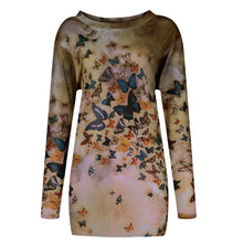 Load image into Gallery viewer, 3xl Plus Size Butterfly Printing Blouse Fashion O neck Long Sleeve