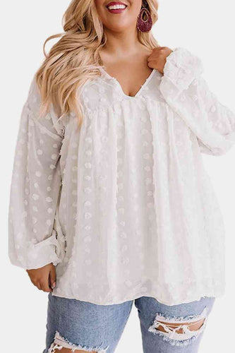 Plus Swiss Dot Babydoll Blouse