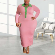 Load image into Gallery viewer, Plus Size Dresses For Women Full Sleeve Bodycon High Waisted