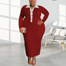 Load image into Gallery viewer, Plus Size Dresses For Women Full Sleeve Bodycon High Waisted