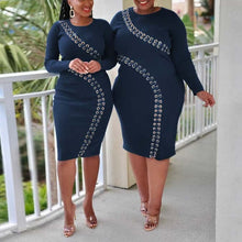Load image into Gallery viewer, Plus Size Dresses For Women Full Sleeve Bodycon High Waisted