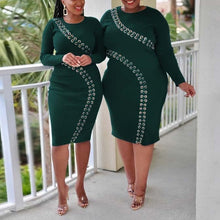 Load image into Gallery viewer, Plus Size Dresses For Women Full Sleeve Bodycon High Waisted
