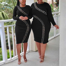 Load image into Gallery viewer, Plus Size Dresses For Women Full Sleeve Bodycon High Waisted
