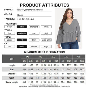 Stripe Blouse Women Autumn V Neck Long Sleeve