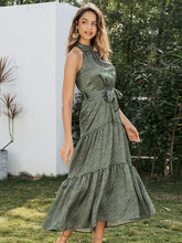 Load image into Gallery viewer, Sexy halter neck sleeveless dress Vintage green