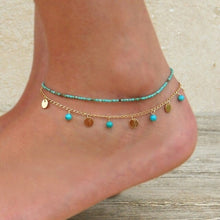 Load image into Gallery viewer, 4pcs New Black Feather Lotus Anklets For Women Fashion Heart Charm