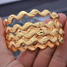 Load image into Gallery viewer, 4pcs/lot Bracelet Indian Wave Gold color Bangle Dubai Bangles For - Sophornlilly