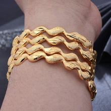 Load image into Gallery viewer, 4pcs/lot Bracelet Indian Wave Gold color Bangle Dubai Bangles For - Sophornlilly