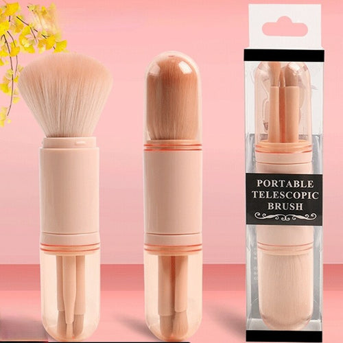 Portable Makeup Brush Set With Case 4 In 1 Mini Powder