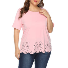 Load image into Gallery viewer, 4xl Plus Size Hollow Out Shirt Summer Casual Loose Blouse Soild Short