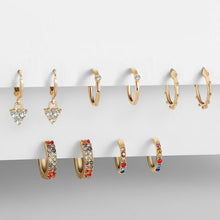 Load image into Gallery viewer, 5 Pair/set 2020 Brincos Female Rhinestone Huggie Earrings Set Amazing - Sophornlilly