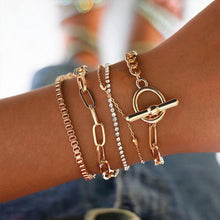 Load image into Gallery viewer, 5 Pcs/Set Punk Gold Crystal Thick Chain Bracelet Female Bohemian - Sophornlilly