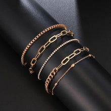 Load image into Gallery viewer, 5 Pcs/Set Punk Gold Crystal Thick Chain Bracelet Female Bohemian - Sophornlilly