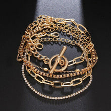 Load image into Gallery viewer, 5 Pcs/Set Punk Gold Crystal Thick Chain Bracelet Female Bohemian - Sophornlilly
