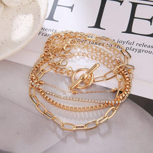 Load image into Gallery viewer, 5 Pcs/Set Punk Gold Crystal Thick Chain Bracelet Female Bohemian - Sophornlilly