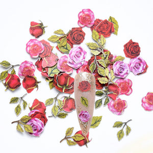 5000 pcs/bag Nail Art Flower Sequins Decals Charming Rose Leaves