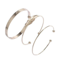 Load image into Gallery viewer, 5Pcs/set Bohemian Gold Color Moon Leaf Crystal Open Bracelet Set For - Sophornlilly