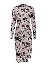 Load image into Gallery viewer, Knitted floral print elegant dress Women o neck