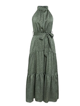 Load image into Gallery viewer, Sexy halter neck sleeveless dress Vintage green