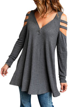 Load image into Gallery viewer, Cutout Waffle Knit Tunic Top