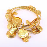 5pcs Gold Color Bangle Bracelet Set Adjustable Wire Cuff Bracelets For