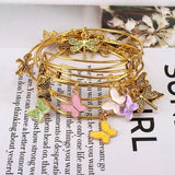 5pcs Gold Color Bangle Bracelet Set Adjustable Wire Cuff Bracelets For