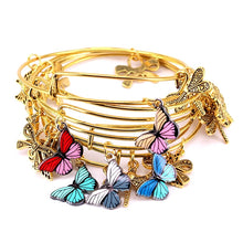 Load image into Gallery viewer, 5pcs Gold Color Bangle Bracelet Set Adjustable Wire Cuff Bracelets For