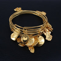 5pcs Gold Color Bangle Bracelet Set Adjustable Wire Cuff Bracelets For