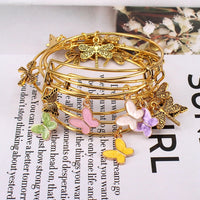 5pcs Gold Color Bangle Bracelet Set Adjustable Wire Cuff Bracelets For