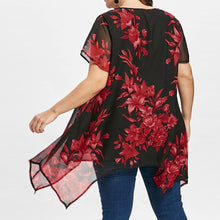 Load image into Gallery viewer, 5xl Plus Size Chiffon Tunic Shirt Floral Printed Short Sleeve Tunic