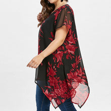 Load image into Gallery viewer, 5xl Plus Size Chiffon Tunic Shirt Floral Printed Short Sleeve Tunic