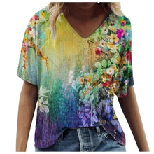 Load image into Gallery viewer, 5xl Plus Size Floral Blouses Women Printing Short Sleeve Shirts V neck