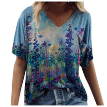 Load image into Gallery viewer, 5xl Plus Size Floral Blouses Women Printing Short Sleeve Shirts V neck