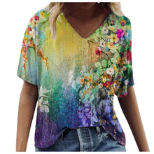 Load image into Gallery viewer, 5xl Plus Size Floral Blouses Women Printing Short Sleeve Shirts V neck