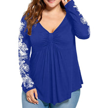 Load image into Gallery viewer, 5xl Plus Size Flower Blouses Summer Lady Casual Tunic Tops Long Sleeve