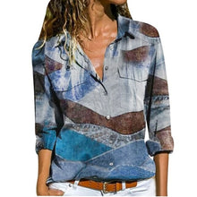 Load image into Gallery viewer, 5xl Plus Size Printed Blouses Women Tops Lapel Button Long Sleeves