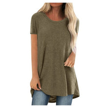 Load image into Gallery viewer, 5xl Plus Size Women's Tunic Soild Fashion Long Shirts Round Neck Short