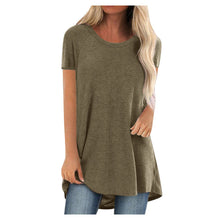 Load image into Gallery viewer, 5xl Plus Size Women's Tunic Soild Fashion Long Shirts Round Neck Short