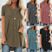 Load image into Gallery viewer, 5xl Plus Size Women's Tunic Soild Fashion Long Shirts Round Neck Short