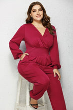 Load image into Gallery viewer, Elegant Lantern Sleeve V-neck Jumpsuit