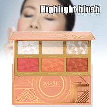 Load image into Gallery viewer, 6 color Highlighting Powder Blush Palette High Glossy Multifunctional - Sophornlilly