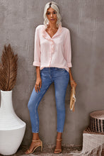 Load image into Gallery viewer, Eyelet Ruffles Button Crinkled Shirt