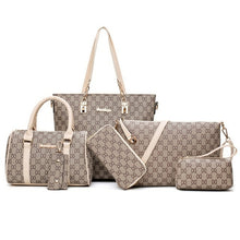 Load image into Gallery viewer, 6PCS Women Tote Set Fashion PU Leather Ladies Handbag Print Messenger