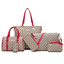 Load image into Gallery viewer, 6PCS Women Tote Set Fashion PU Leather Ladies Handbag Print Messenger