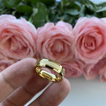 Load image into Gallery viewer, Mens Womens Gold Tungsten Carbide Wedding Band Rings Beveled - Sophornlilly