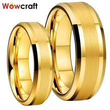 Load image into Gallery viewer, Mens Womens Gold Tungsten Carbide Wedding Band Rings Beveled - Sophornlilly