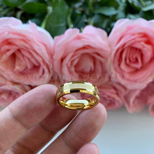 Load image into Gallery viewer, Mens Womens Gold Tungsten Carbide Wedding Band Rings Beveled - Sophornlilly