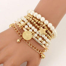 Load image into Gallery viewer, 6pcs/set Fashion Gold Color Beads Pearl Star Multilayer Beaded - Sophornlilly