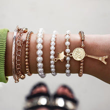 Load image into Gallery viewer, 6pcs/set Fashion Gold Color Beads Pearl Star Multilayer Beaded - Sophornlilly