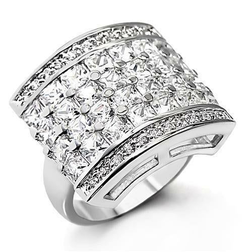 7X146 Rhodium Brass Ring with AAA Grade CZ in